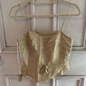 Gold Retro 70s cropped Strappy Top